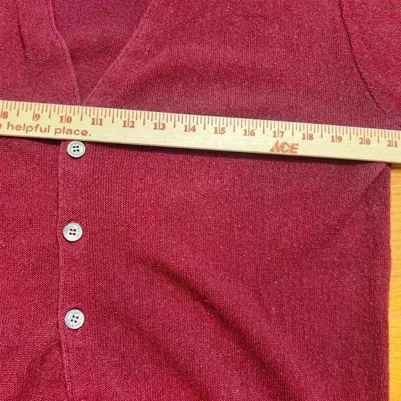 Vtg Puritan Burgundy Grandpa Acrylic Knit Cardigan Sweater Medium USA 90s - Picture 5 of 5